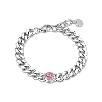 Bracelet en acier avec cristaux roses