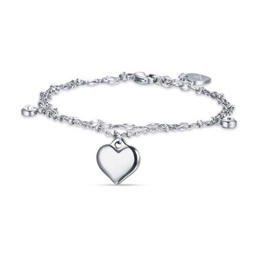 Steel bracelet with heart and white crystals 1
