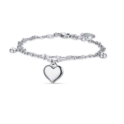 Bracciale in acciaio con cuore e cristalli bianchi 1