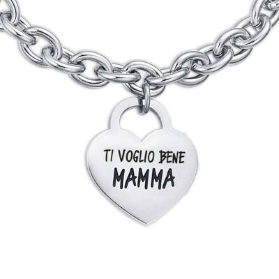 Steel bracelet with heart I love you mom