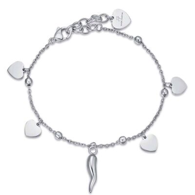Steel bracelet with hearts and horn