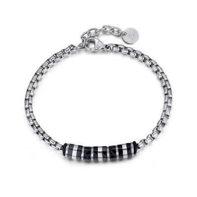 Steel bracelet with black IP steel elements