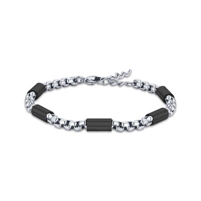 Steel bracelet with black IP elements