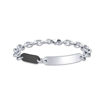 Bracelet en acier avec élément en acier ip noir 2