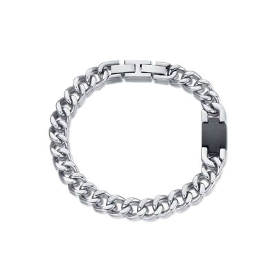 Steel bracelet with black IP element