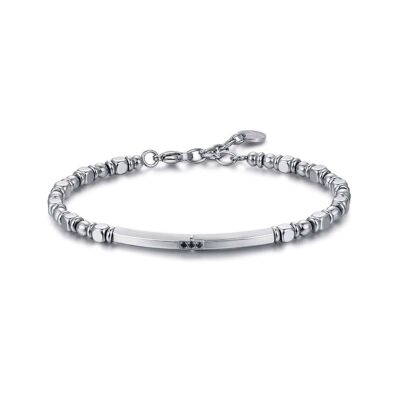 Steel bracelet with silver hematite