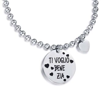 Bracelet en acier avec la phrase je t'aime tante