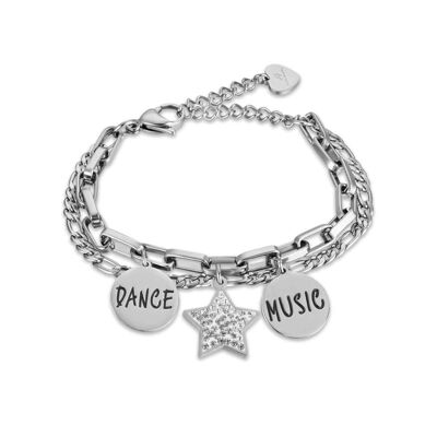 Pulsera de acero con infinito con cristales blancos