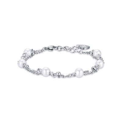 Steel bracelet with pearls