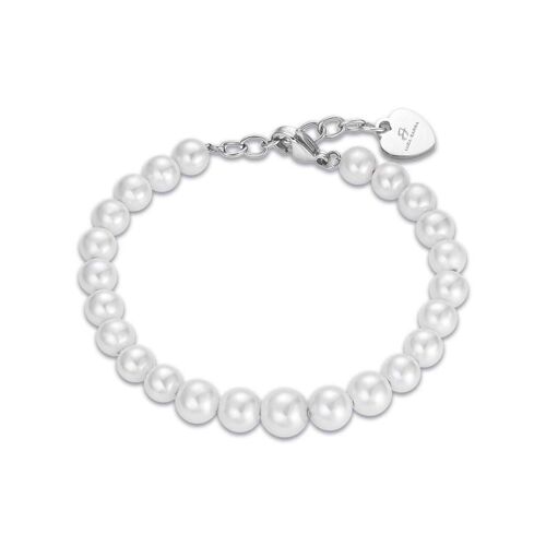 Bracciale in acciaio con perle bianche