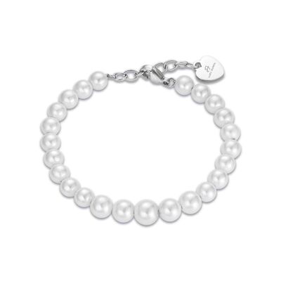 Steel bracelet with white pearls