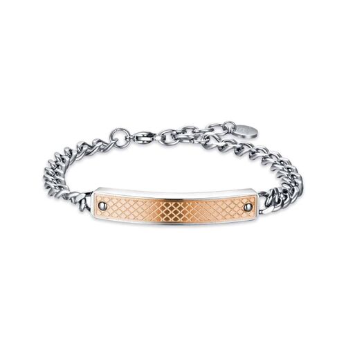 Bracciale in acciaio con piastra ip rose