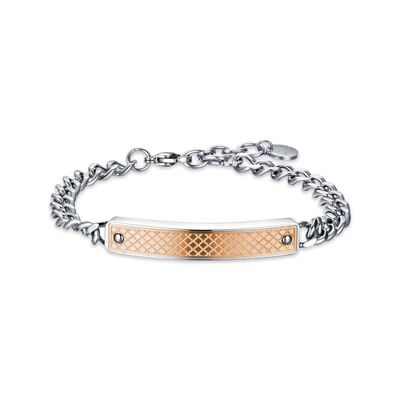 Steel bracelet with rose IP plate