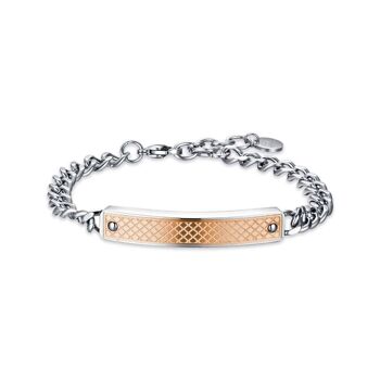 Bracelet en acier avec plaque IP rose