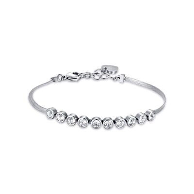 Steel bracelet with white stones
