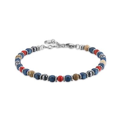 Steel bracelet with 2 multicolor stones