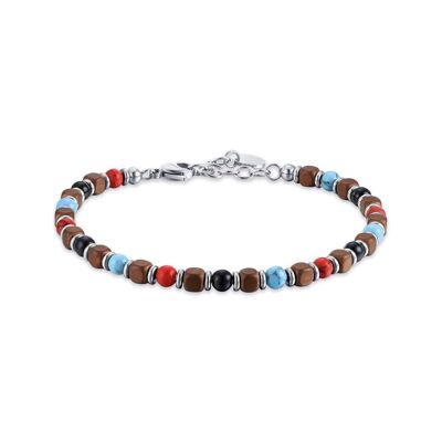 Bracelet en acier avec 4 pierres multicolores