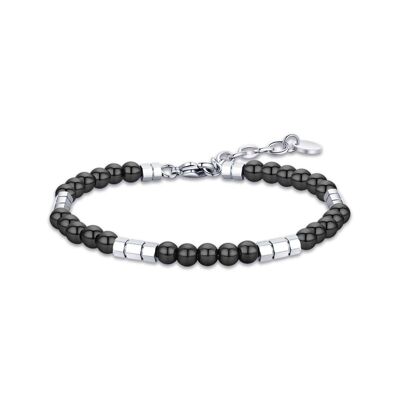 Steel bracelet with black stones and steel elements 2