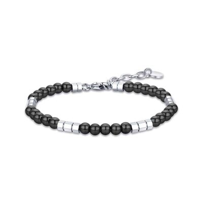 Bracelet en acier avec pierres noires et éléments en acier 2