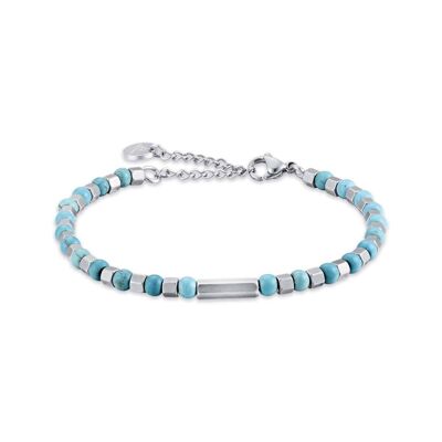 Steel bracelet with turquoise stones 1
