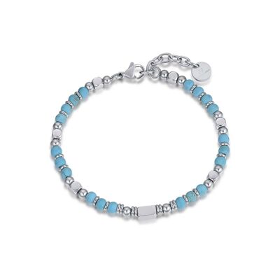 Steel bracelet with 2 turquoise stones