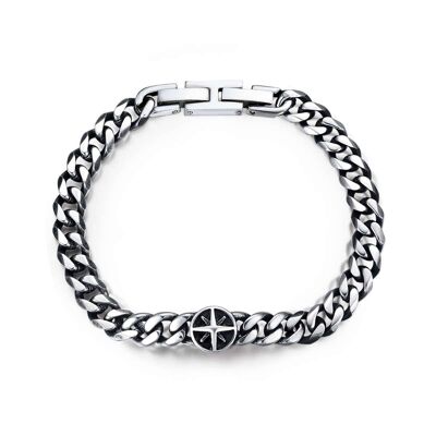 Steel bracelet with wind rose