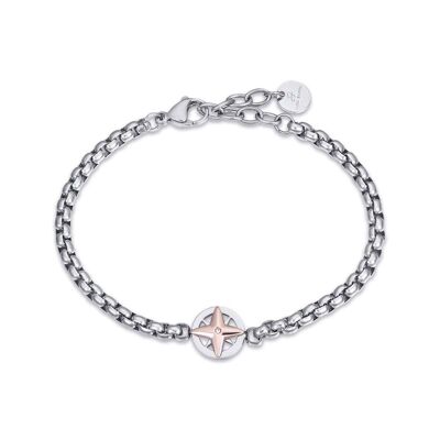 Steel bracelet with ip rose wind rose