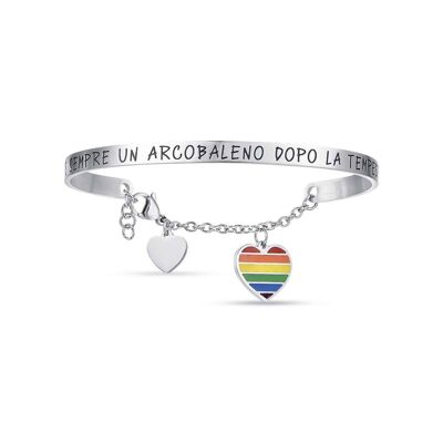 Bracciale in acciaio con scritta c&#039;e&#039; sempre