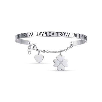 Bracciale in acciaio con scritta chi trova un&#039;amica