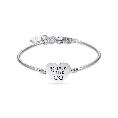 Pulsera de acero con escritura forever sister