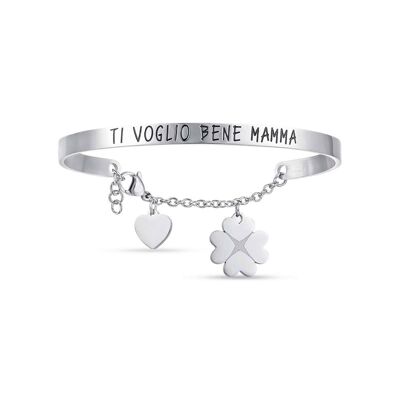 Steel bracelet with the inscription I love you mom