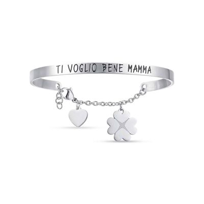 Pulsera de acero con la inscripción te amo mamá