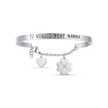 Bracelet en acier avec l'inscription je t'aime maman