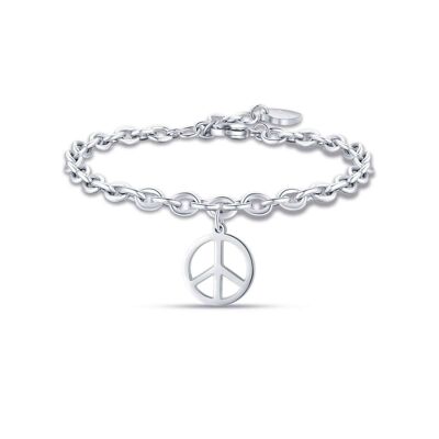 Steel bracelet with peace symbol