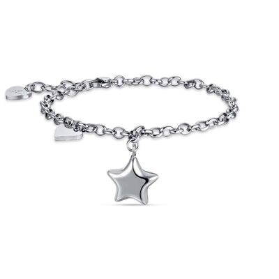 Bracelet en acier avec étoile et coeur