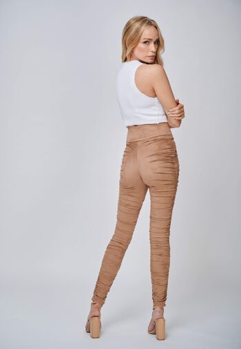 Pantalon Hebe Rouched Look Suede Leggings camel 7