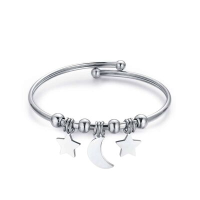 Steel bracelet with stars and moon