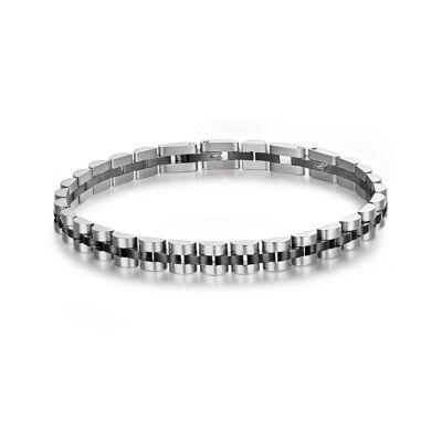 Steel bracelet with black IP detail