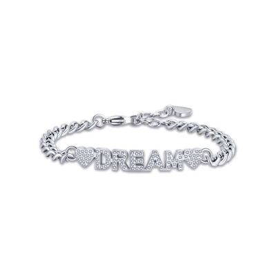 Dream steel bracelet with white crystals