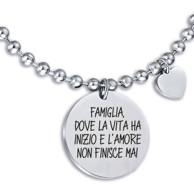 Bracciale in acciaio famiglia dove la vita ha inizio