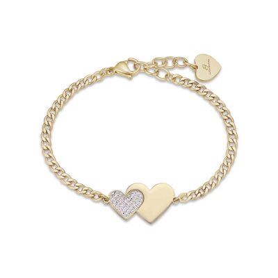 Gold steel bracelet with hearts