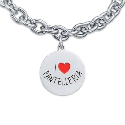 Bracciale in acciaio i love pantelleria