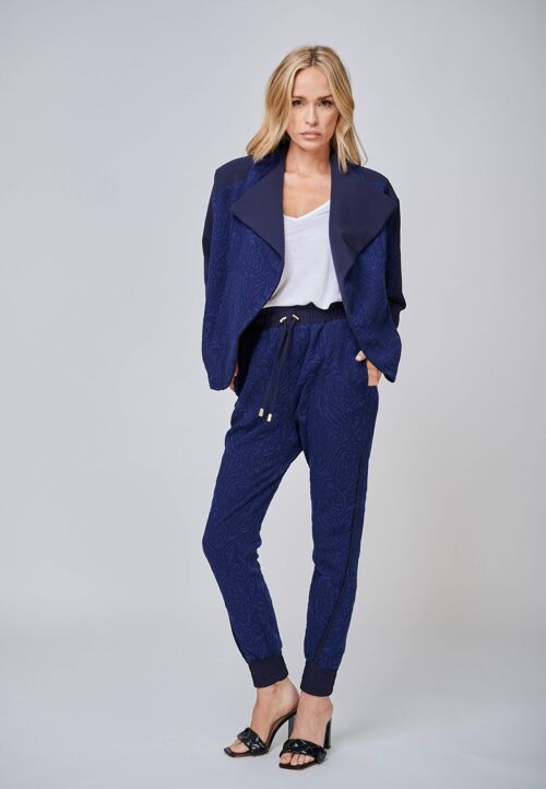 Thalia Jersey Jacquard Trouser Jogger navy