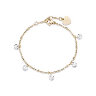 IP gold steel bracelet with white crystals 1