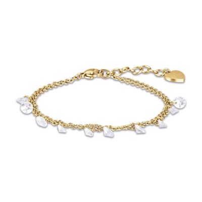 IP gold steel bracelet with white crystals 2