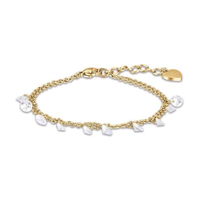 Bracelet en acier doré IP avec cristaux blancs 2