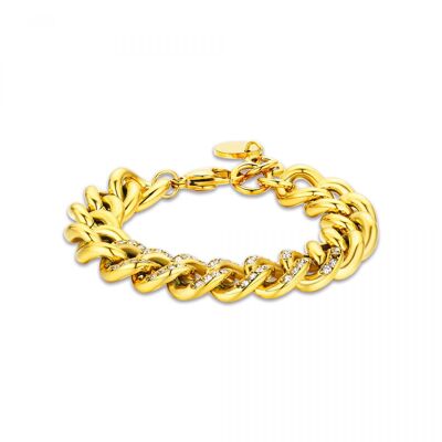 IP gold steel bracelet with white crystals 3