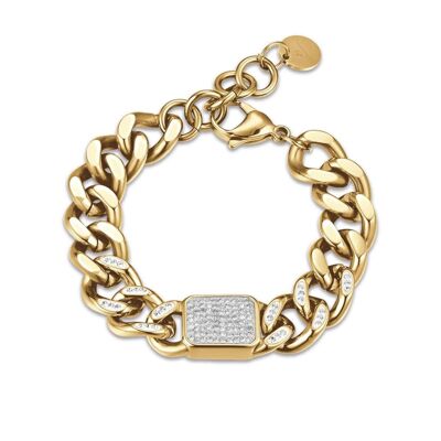 IP gold steel bracelet with white crystals 4