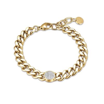 IP gold steel bracelet with white crystals 5