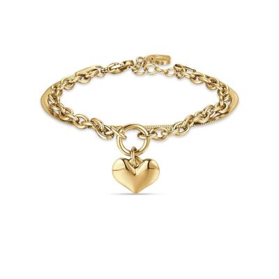 IP gold steel bracelet with heart 2